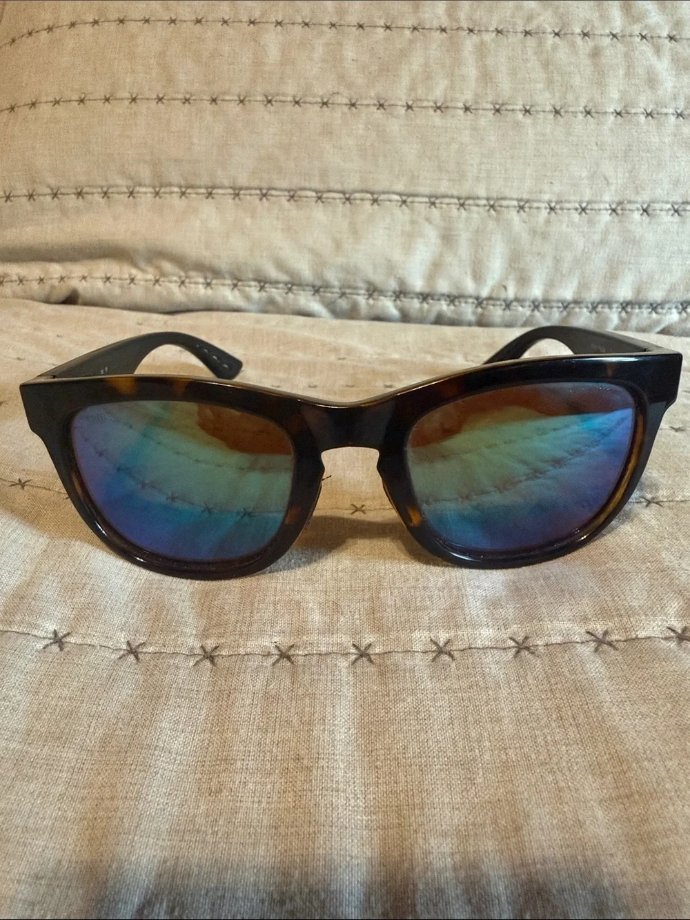 Costa Copra Tortoiseshell Frame Sunglasses with Blue-Green Mirrored Lenses